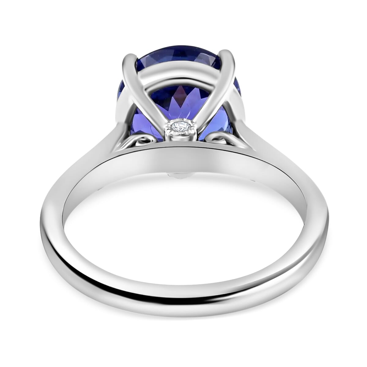 Certified Rhapsody 950 Platinum AAAA Tanzanite and E-F VS Diamond Accent Solitaire Ring (Size 5.5) 7.92 Grams 5.00 ctw image number 4