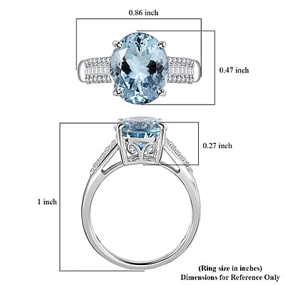 10K White Gold Premium Mangoro Aquamarine and Diamond Ring (Size 6.5) 3.40 ctw