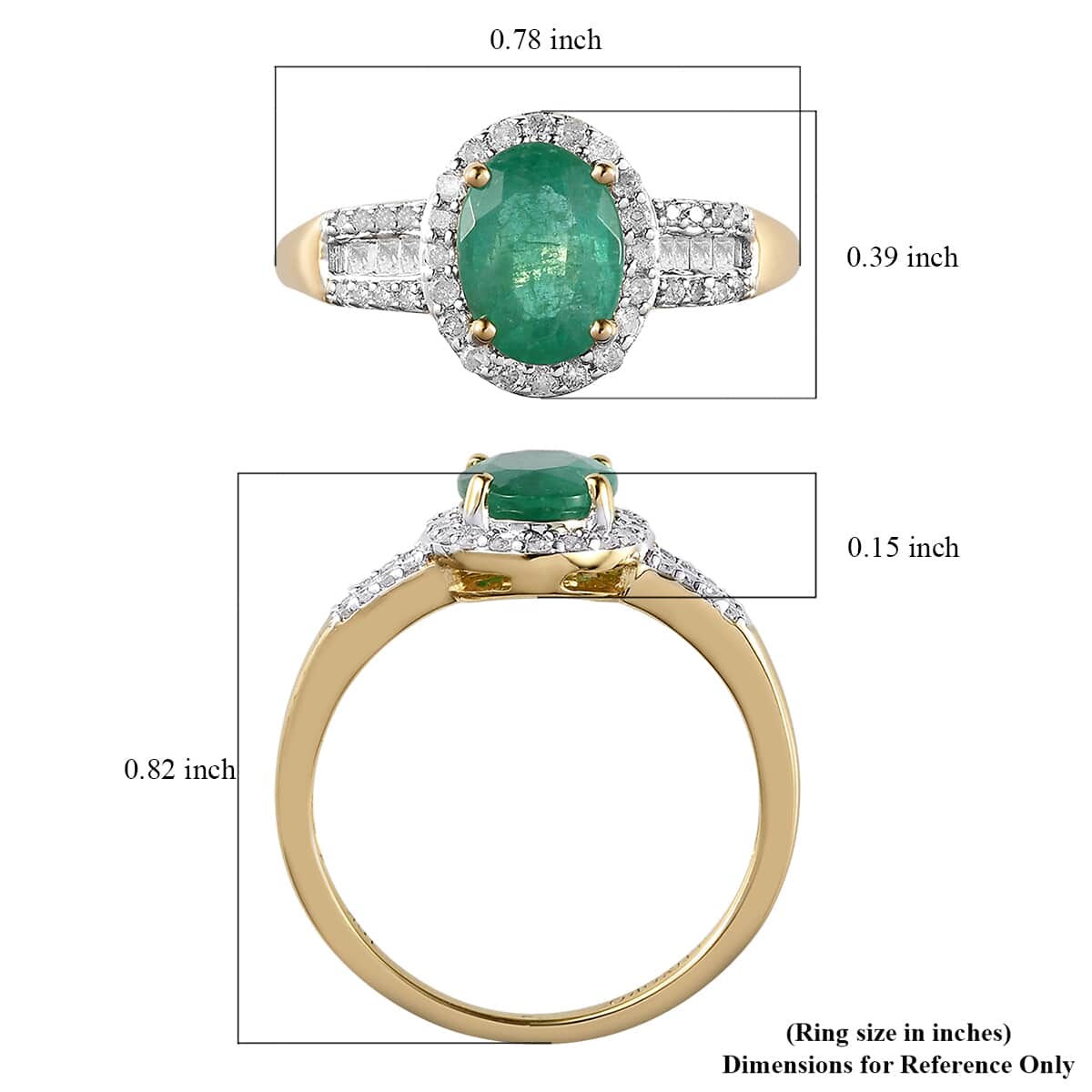 Luxoro 10K Yellow Gold AAA Kagem Zambian Emerald and Diamond Halo Ring (Size 5.5) 1.50 ctw image number 5