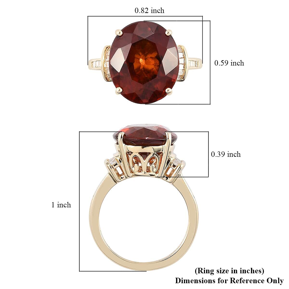 Luxoro 10K Yellow Gold Premium Sri Lankan Honey Garnet and Diamond Ring (Size 5.5) 9.70 ctw