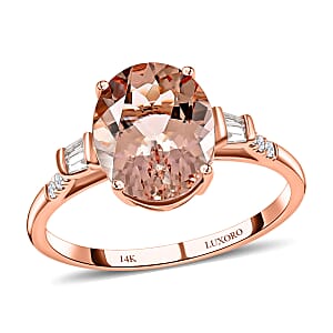 Ankur Treasure Chest Certified and Appraised Luxoro 14K Rose Gold AAA Marropino Morganite and G-H I1 Diamond Ring (Size 5.5) 4.05 ctw
