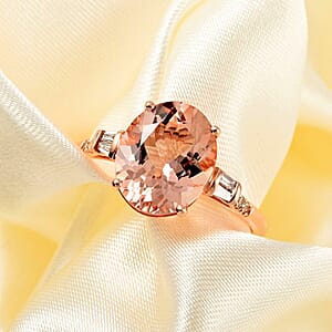 Ankur Treasure Chest Certified and Appraised Luxoro 14K Rose Gold AAA Marropino Morganite and G-H I1 Diamond Ring (Size 5.5) 4.05 ctw