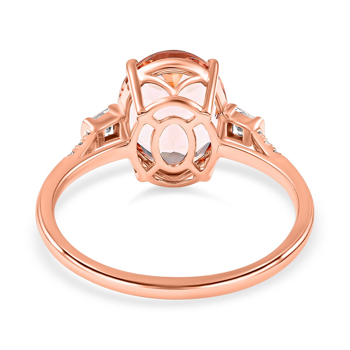 Ankur Treasure Chest Certified and Appraised Luxoro 14K Rose Gold AAA Marropino Morganite and G-H I1 Diamond Ring (Size 5.5) 4.05 ctw image number 4