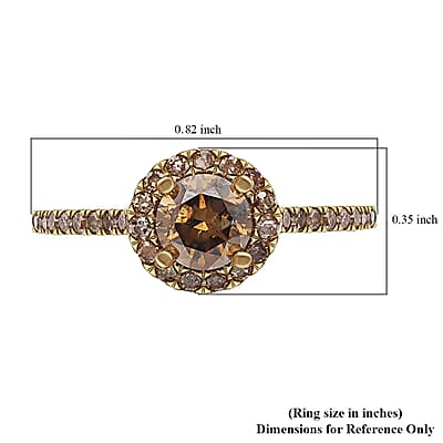 Luxoro Natural Champagne Diamond 1.00 ctw Ring ,10K Rose Gold Ring ,Natural Champagne Diamond Round Shape Ring , Halo Ring , Wedding Ring , Engagement Ring (Size 5.50)