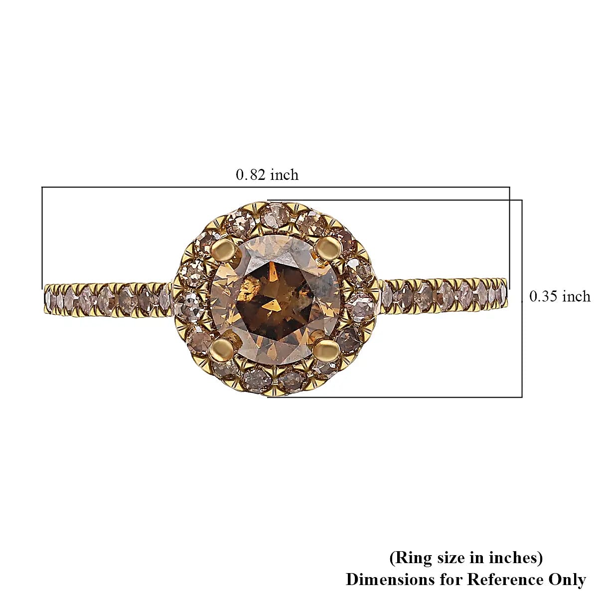 Luxoro Natural Champagne Diamond 1.00 ctw Ring ,10K Rose Gold Ring ,Natural Champagne Diamond Round Shape Ring , Halo Ring , Wedding Ring , Engagement Ring (Size 9.50) image number 6