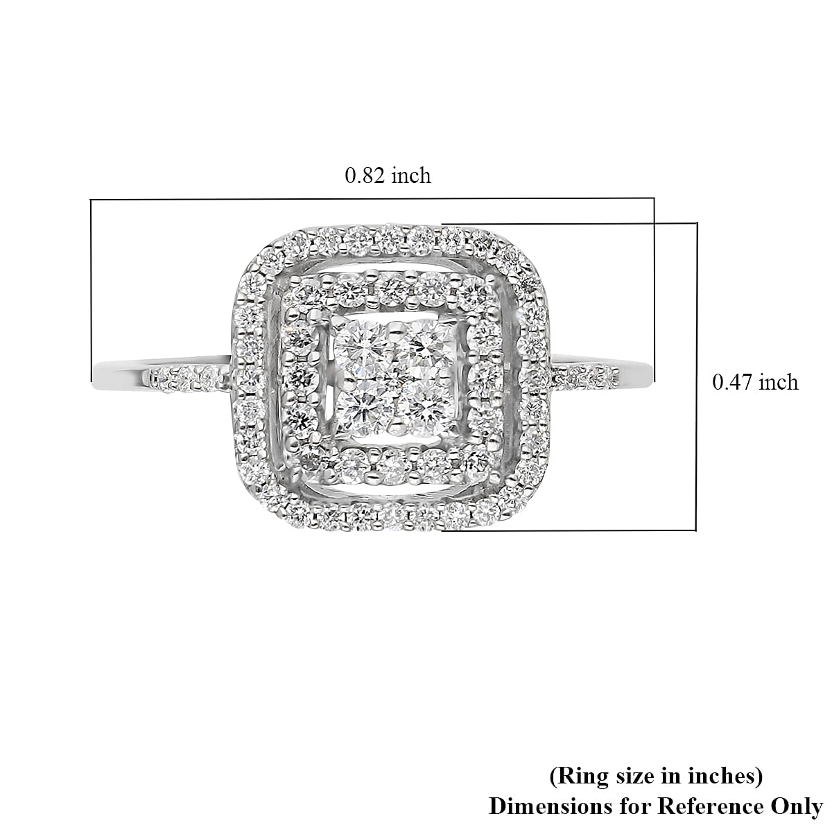 Luxoro 10K White Gold G-H SI Luxuriant Lab Grown Diamond Cocktail Ring (Size 5.5) 2.90 Grams 0.50 ctw
