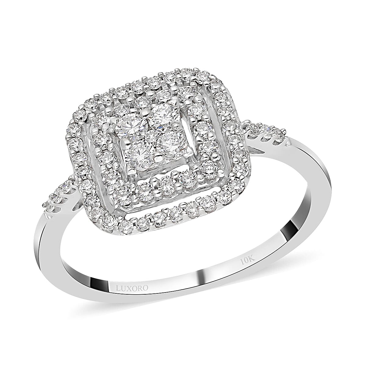 Luxoro 10K White Gold G-H SI Luxuriant Lab Grown Diamond Cocktail Ring (Size 9.5) 0.50 ctw
