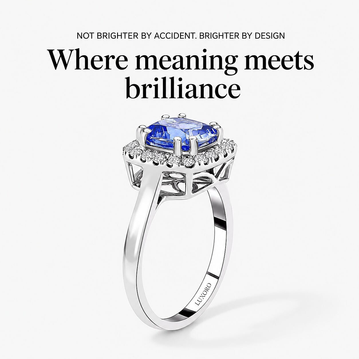Certified & Appraised Luxoro 14K White Gold AAA Tanzanite Ring,Diamond Halo Ring,Diamond Ring,Wedding Ring For Women, Promise Rings 2.20 ctw