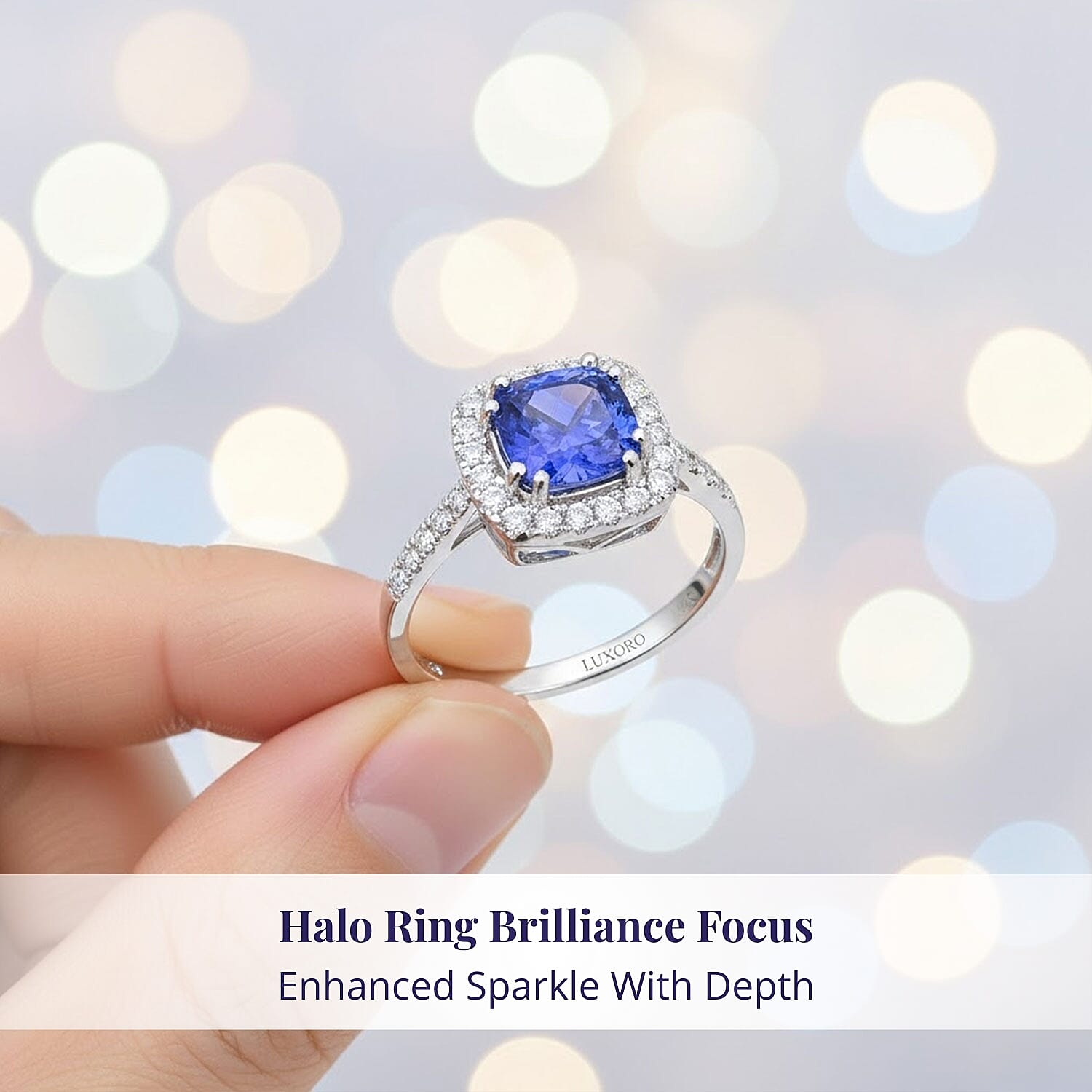 Certified & Appraised Luxoro 14K White Gold AAA Tanzanite Ring,Diamond Halo Ring,Diamond Ring,Wedding Ring For Women, Promise Rings 2.20 ctw