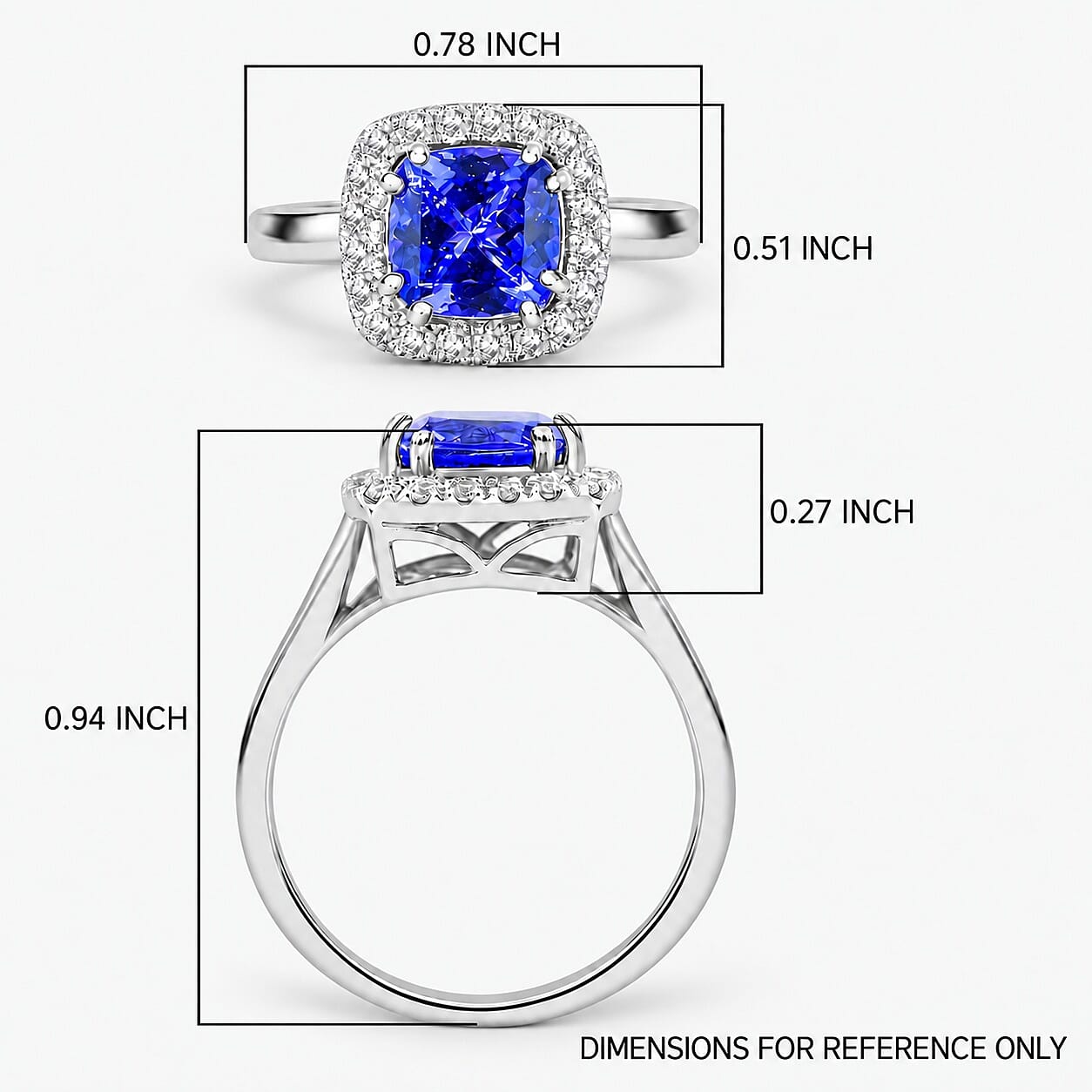 Certified & Appraised Luxoro 14K White Gold AAA Tanzanite Ring,Diamond Halo Ring,Diamond Ring,Wedding Ring For Women, Promise Rings 2.20 ctw