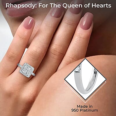 Rhapsody 950 Platinum E-F VS Diamond Ring (Size 4.5) 5 Grams 1.00 ctw