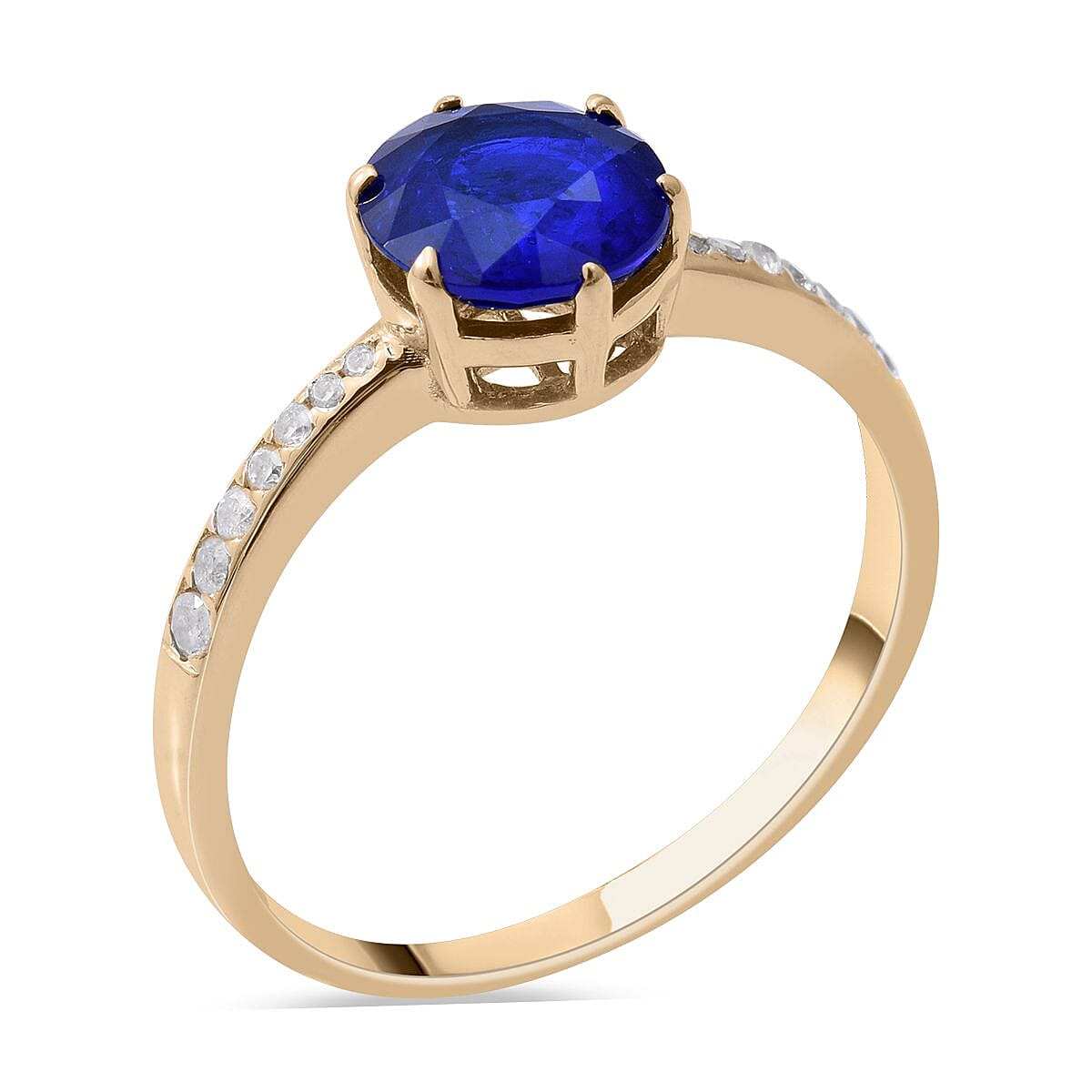 Luxoro 10K Yellow Gold AAA Tanzanian Blue Spinel (DF) and Diamond Ring (Size 6.5) 1.70 ctw image number 2