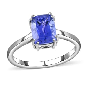 Certified Rhapsody 950 Platinum AAAA Tanzanite and E-F VS Diamond Ring, Promise Rings (Size 6.5) 4.65 Grams 2.50 ctw