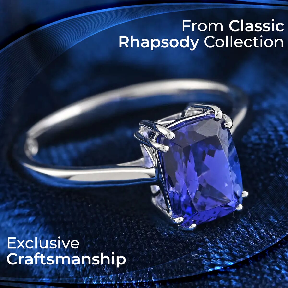Certified Rhapsody 950 Platinum AAAA Tanzanite and E-F VS Diamond Ring, Promise Rings (Size 6.5) 4.65 Grams 2.50 ctw image number 1