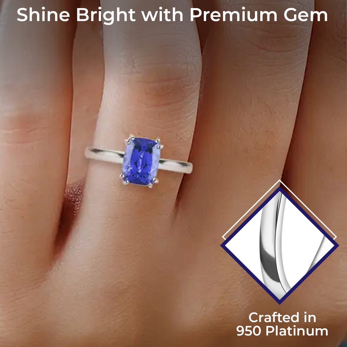 Certified Rhapsody 950 Platinum AAAA Tanzanite and E-F VS Diamond Ring, Promise Rings (Size 6.5) 4.65 Grams 2.50 ctw image number 2