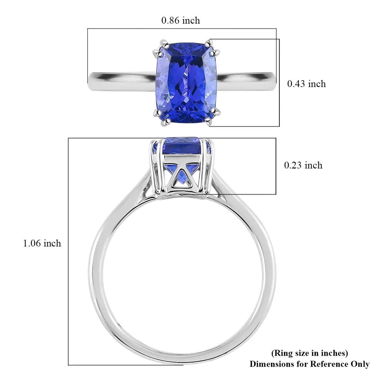 Certified Rhapsody 950 Platinum AAAA Tanzanite and E-F VS Diamond Ring, Promise Rings (Size 6.5) 4.65 Grams 2.50 ctw image number 5