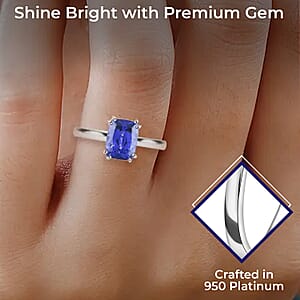 Certified and Appraised Rhapsody 950 Platinum AAAA Tanzanite and E-F VS Diamond Ring, Promise Rings (Size 7.5) 4.65 Grams 2.50 ctw