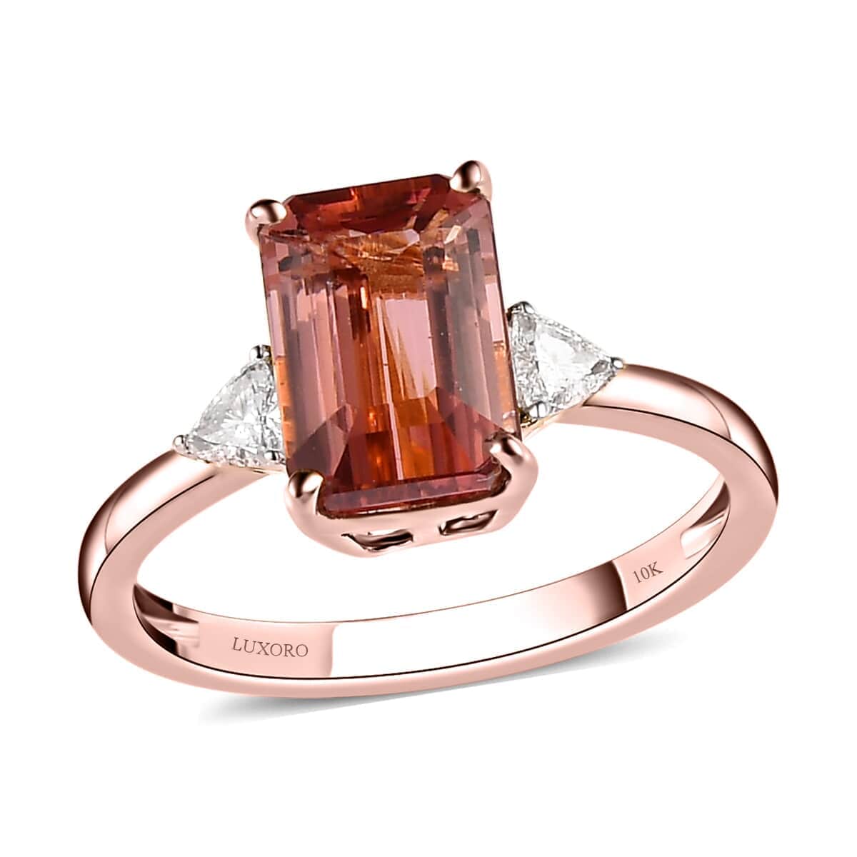 Luxoro 10K Rose Gold Premium Blush Tourmaline and Diamond Double Halo Ring (Size 7.0) 4.20 ctw image number 0