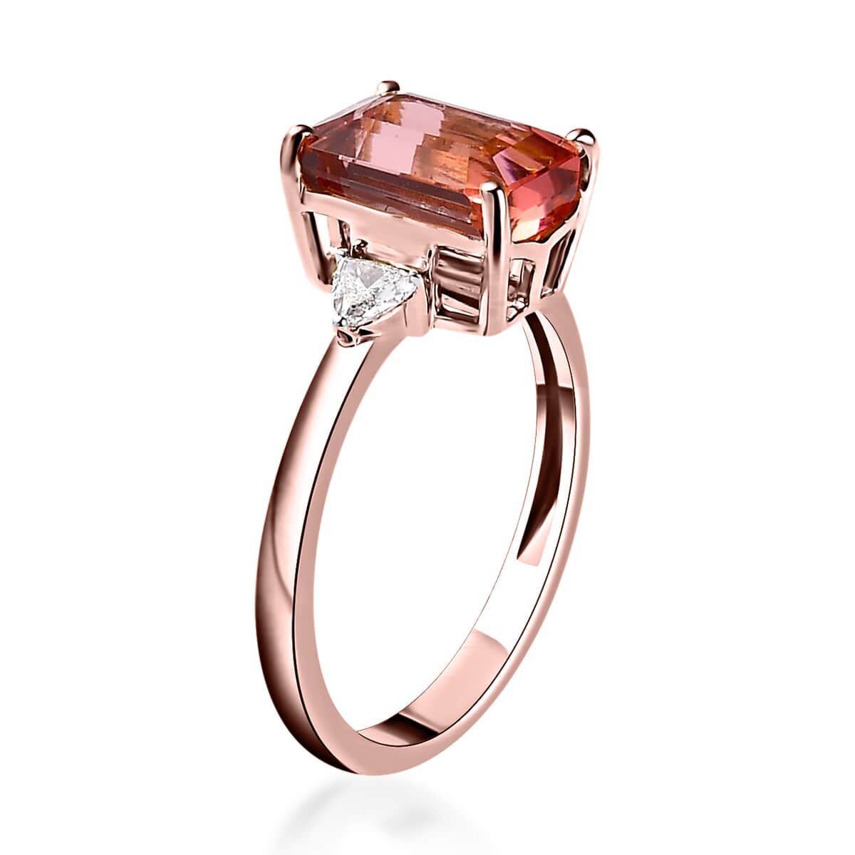 Luxoro 10K Rose Gold Premium Blush Tourmaline and Diamond Double Halo Ring (Size 7.0) 4.20 ctw image number 3