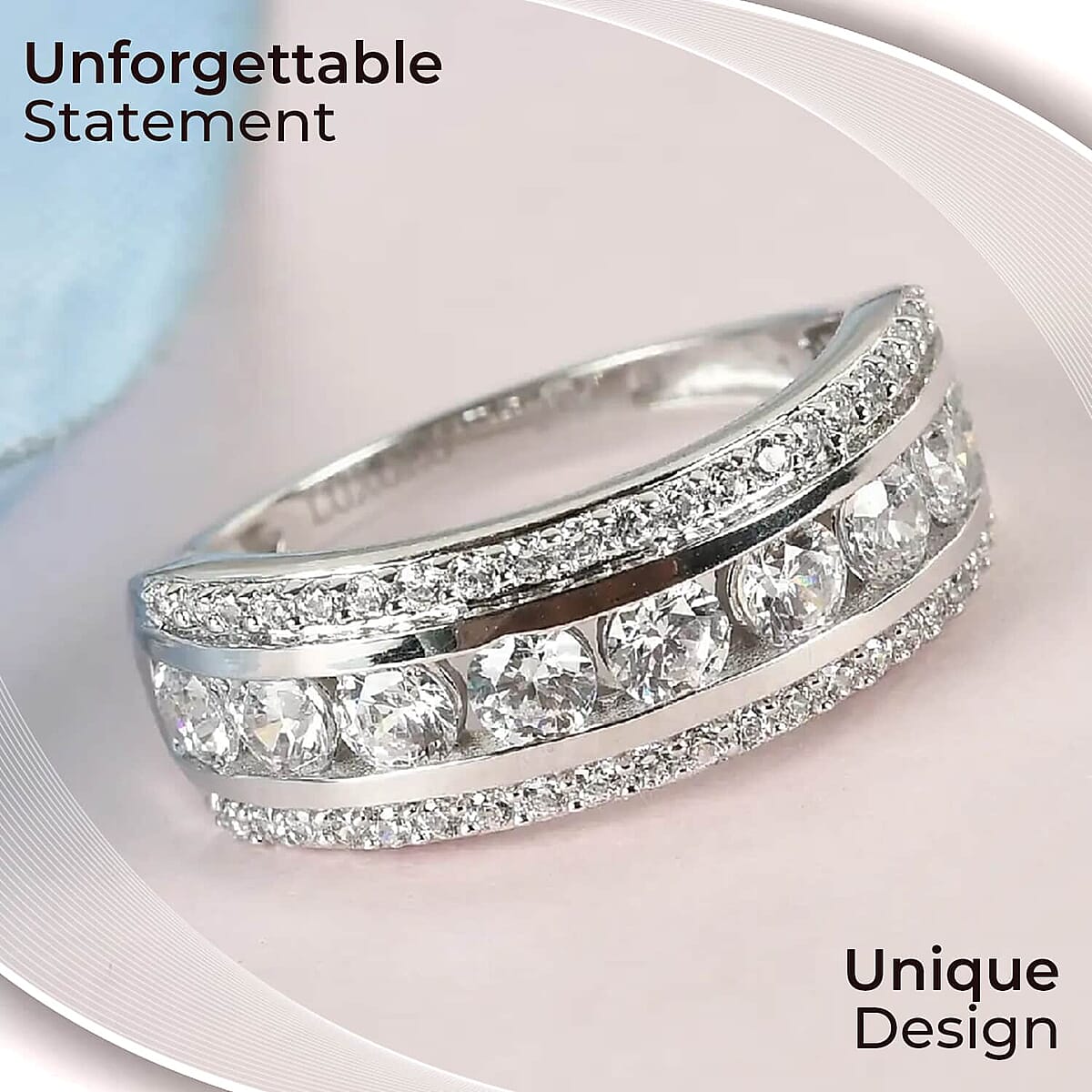 Luxoro Finest CZ 2.30 ctw Band Ring, 10K White Gold Band Ring, Gold Gifts (7.50 In) (Size 7.5) image number 1