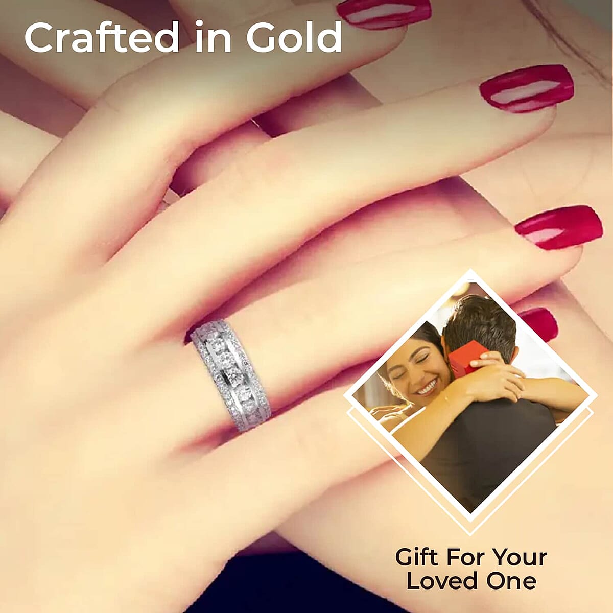 Luxoro Finest CZ 2.30 ctw Band Ring, 10K White Gold Band Ring, Gold Gifts (7.50 In) (Size 7.5) image number 2