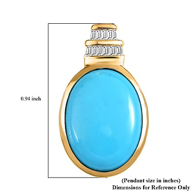 Luxoro 10K Yellow Gold Premium Sleeping Beauty Turquoise and Diamond Pendant 7.40 ctw