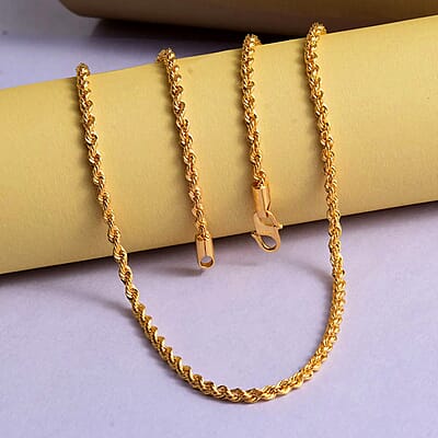 22K Yellow Gold Rope Chain, Gold Rope Necklace, Yellow Gold Rope Chain, 18 Inches Gold Chain 2mm 2.70 Grams