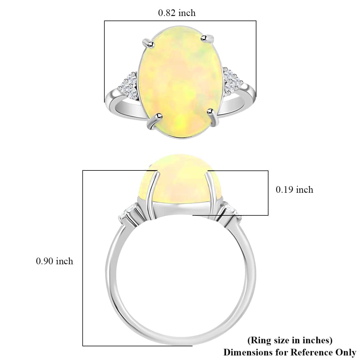 Certified and Appraised Iliana AAA Ethiopian Welo Opal and G-H SI Diamond 7.10 ctw Ring in 18K White Gold (Size 5.0) 4.85 Grams image number 4