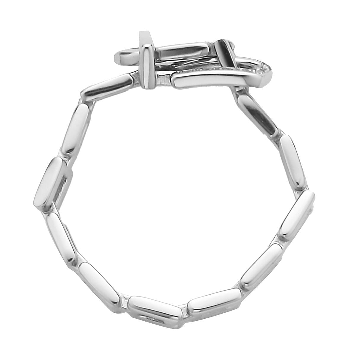 Natural White Zircon Adjustable Ring in Rhodium Over Sterling Silver (Size 5-10) 0.20 ctw image number 3