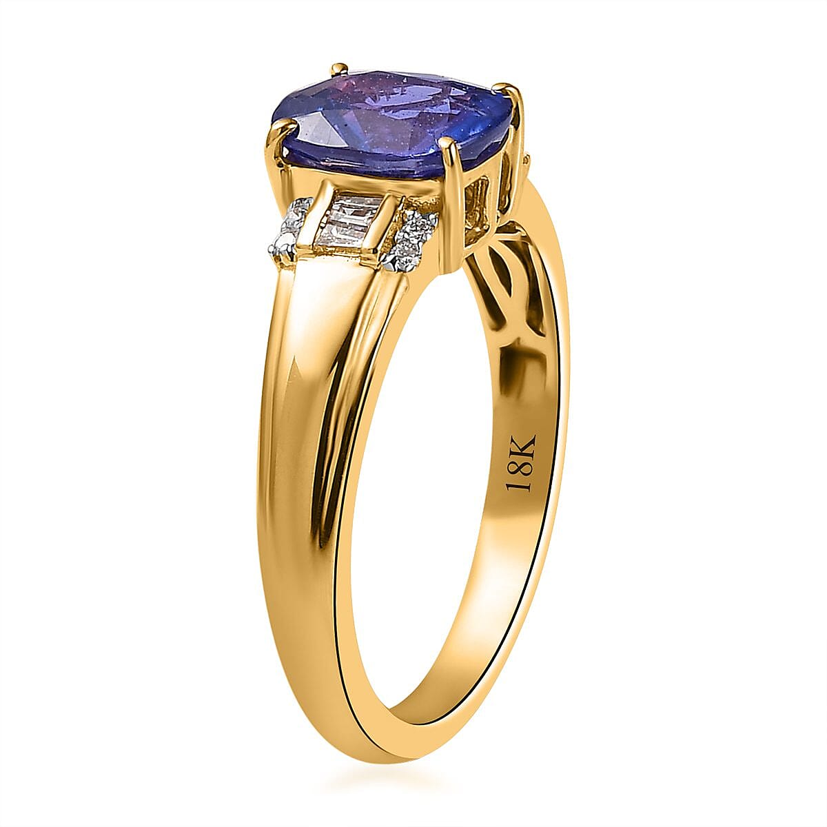 ILIANA 18K Yellow Gold AAA Tanzanian Color Change Sapphire and GH SI Diamond Ring 4.8 Grams 2.20 ctw image number 3