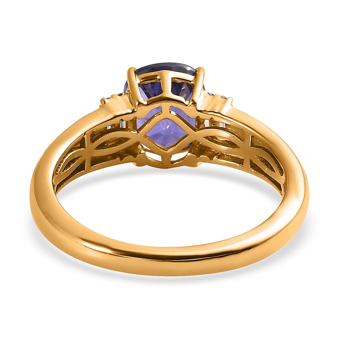 ILIANA 18K Yellow Gold AAA Tanzanian Color Change Sapphire and GH SI Diamond Ring 4.8 Grams 2.20 ctw image number 4