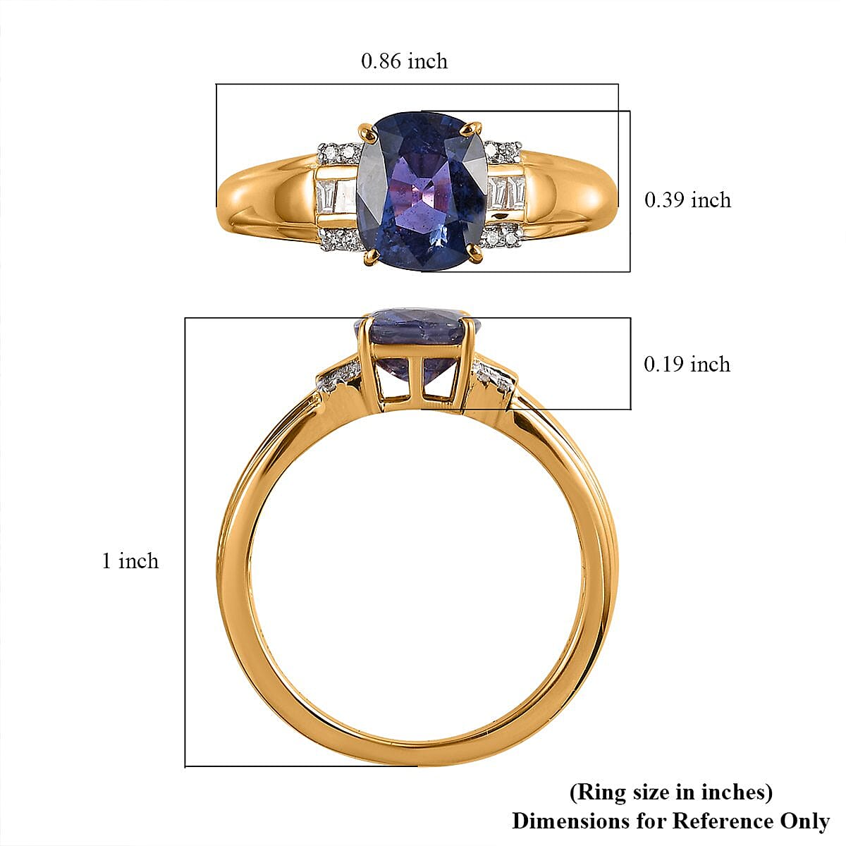 ILIANA 18K Yellow Gold AAA Tanzanian Color Change Sapphire and GH SI Diamond Ring 4.8 Grams 2.20 ctw image number 5
