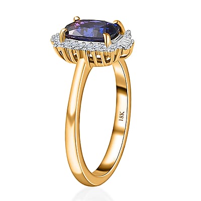 Iliana 18K Yellow Gold AAA Tanzanian Color Change Sapphire and G-H SI Diamond Ring (Size 7.0) 4 Grams 1.90 ctw