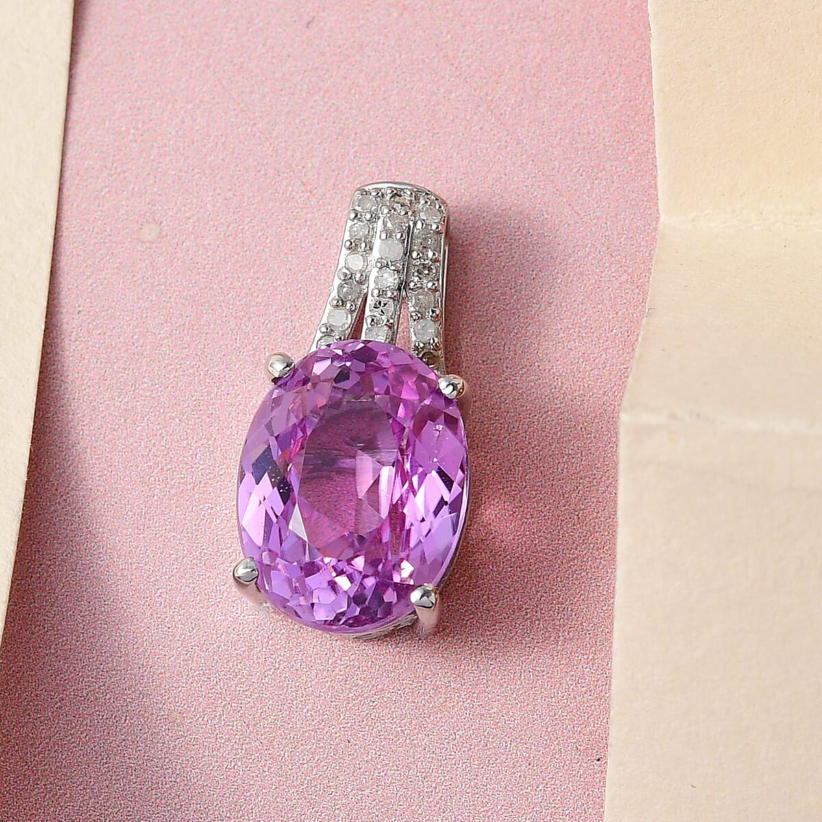 AAA Patroke Kunzite and Diamond Pendant in Platinum Over Sterling Silver 6.40 ctw image number 1