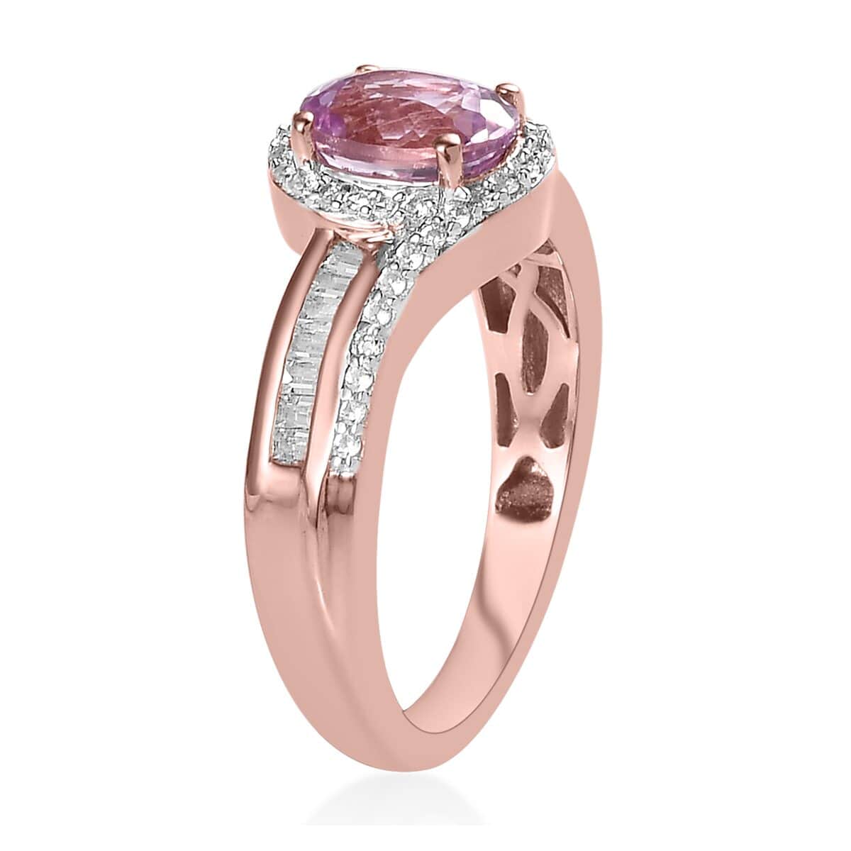 AAA Patroke Kunzite and Natural White Zircon Ring in Platinum Over Sterling Silver 3.25 ctw image number 3
