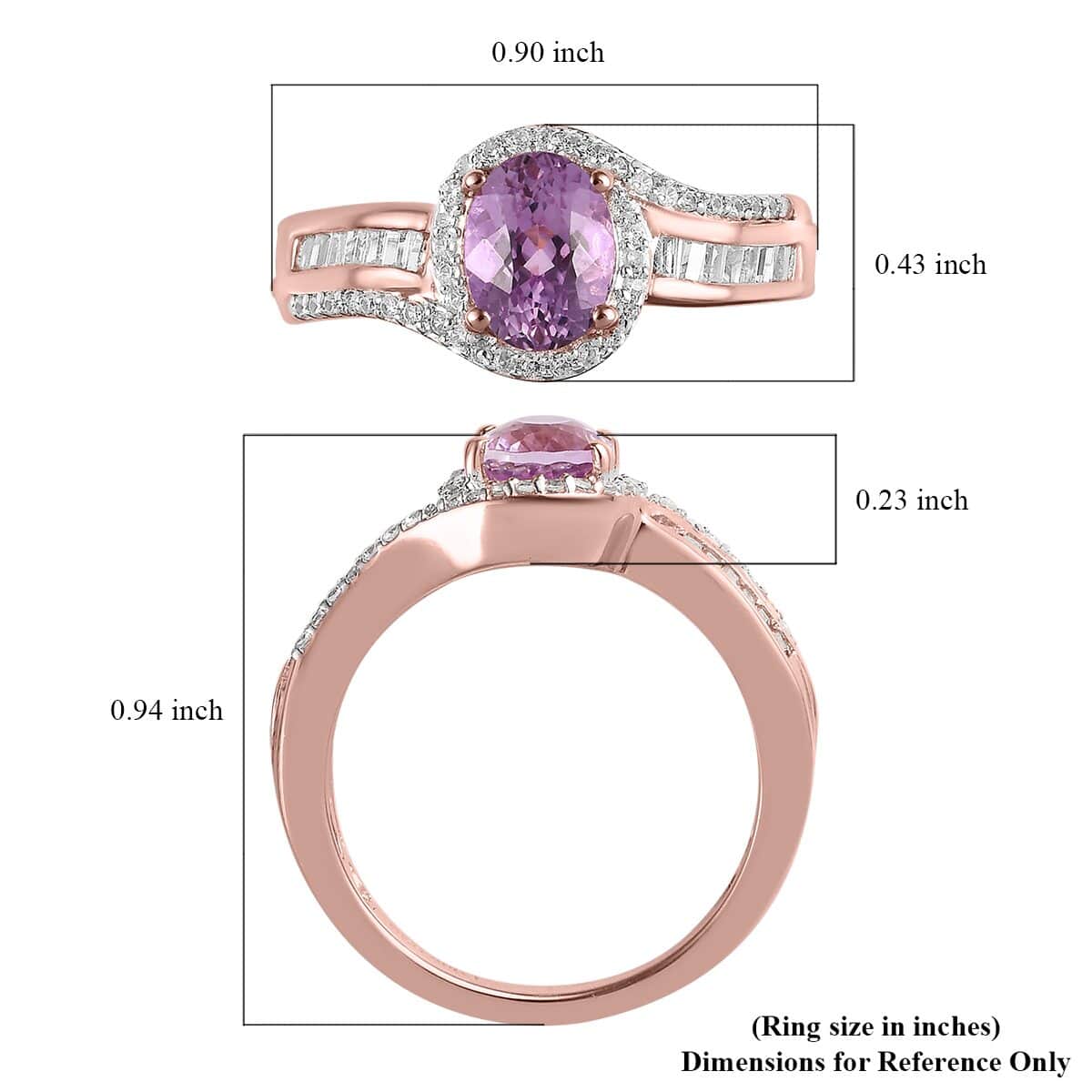 AAA Patroke Kunzite and Natural White Zircon Ring in Platinum Over Sterling Silver 3.25 ctw image number 5