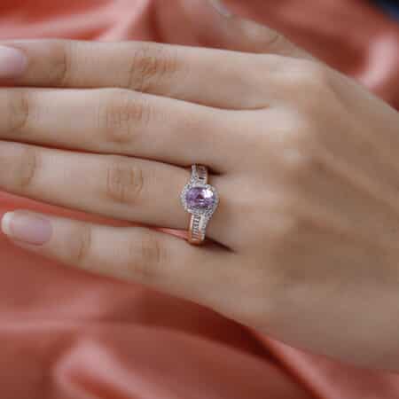 AAA Patroke Kunzite and Natural White Zircon Ring in Platinum Over Sterling Silver (Size 9.0) 3.25 ctw image number 2