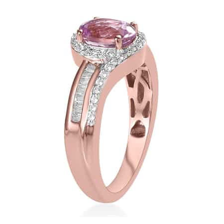 AAA Patroke Kunzite and Natural White Zircon Ring in Platinum Over Sterling Silver (Size 9.0) 3.25 ctw image number 3