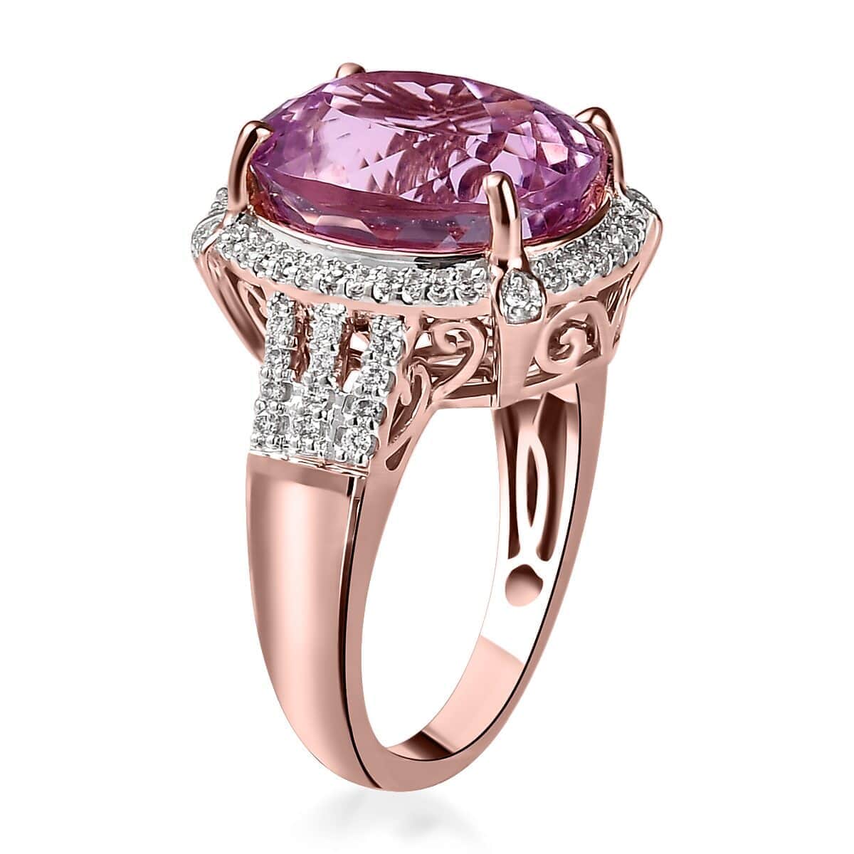 Iliana 18K Rose Gold AAA Patroke Kunzite and G-H SI Diamond Ring (Size 7.0) 8.50 Grams 12.00 ctw image number 3