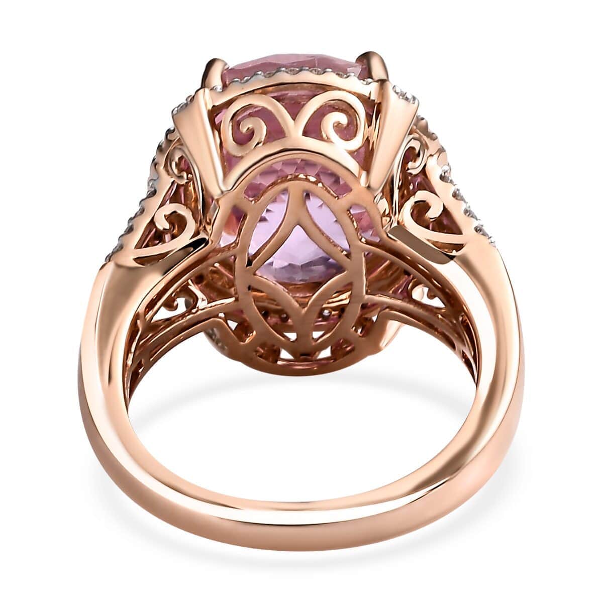 Iliana 18K Rose Gold AAA Patroke Kunzite and G-H SI Diamond Ring (Size 7.0) 8.50 Grams 12.00 ctw image number 4