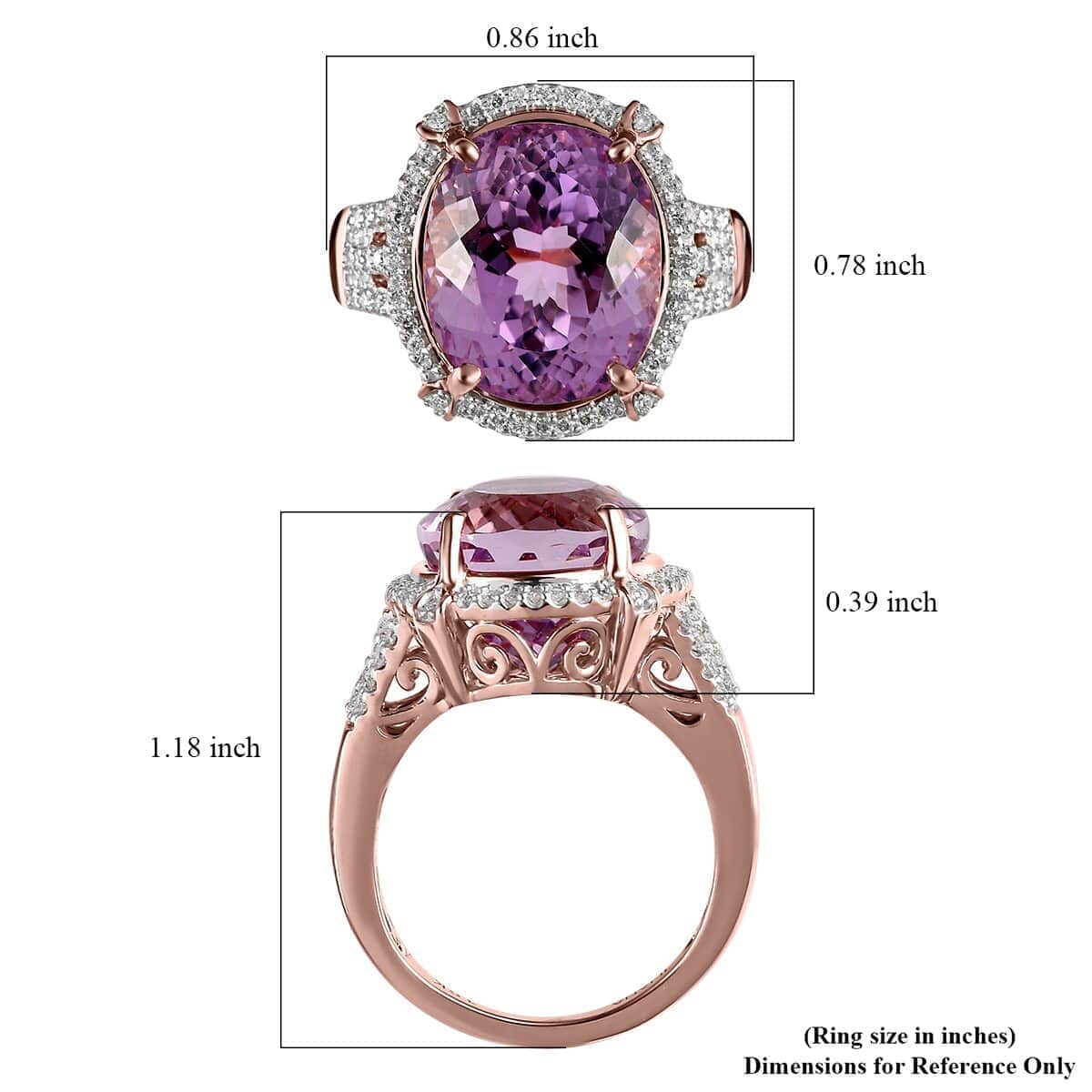 ILIANA 18K Rose Gold AAA Patroke Kunzite and G-H SI Diamond Ring 8.50 Grams 12.00 ctw image number 5