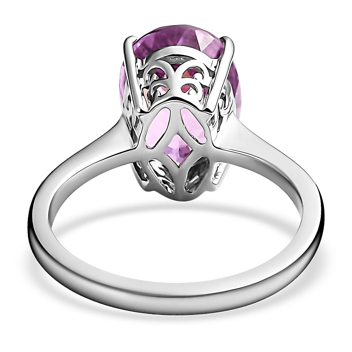 RHAPSODY 950 Platinum AAAA Patroke Kunzite Solitaire Ring 6.70 Grams 7.50 ctw image number 4