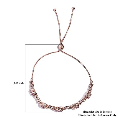 AAA Patroke Kunzite and Moissanite Bracelet in Vermeil RG Over Sterling Silver (10.50 In) 6.00 ctw
