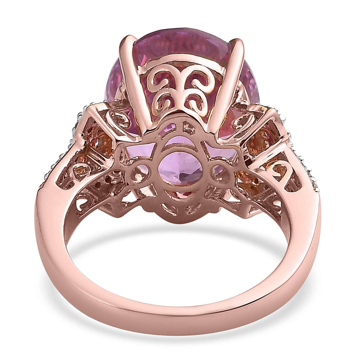 ILIANA 18K Rose Gold AAA Patroke Kunzite and G-H SI Diamond Ring 6.90 Grams 12.30 ctw image number 4