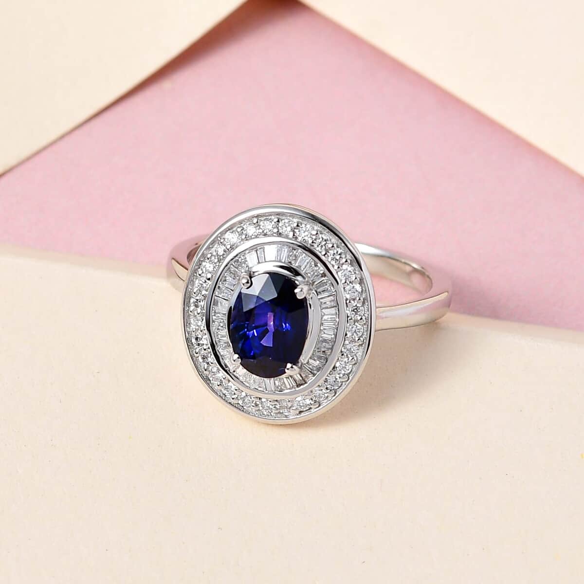 RHAPSODY 950 Platinum AAAA Tanzanian Color Change Sapphire and E-F VS2 Diamond Ring 5.20 Grams 2.10 ctw image number 1