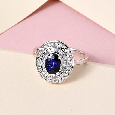 Rhapsody 950 Platinum AAAA Tanzanian Color Change Sapphire and E-F VS2 Diamond Ring (Size 7.0) 5.20 Grams 2.10 ctw