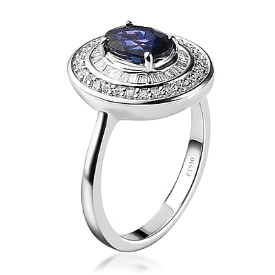 Rhapsody 950 Platinum AAAA Tanzanian Color Change Sapphire and E-F VS2 Diamond Ring (Size 7.0) 5.20 Grams 2.10 ctw
