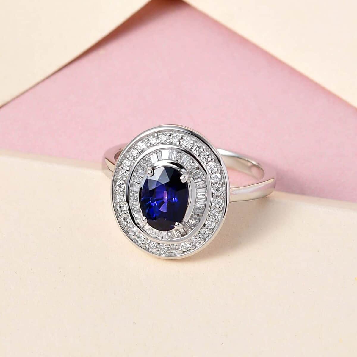 Rhapsody 950 Platinum AAAA Tanzanian Color Change Sapphire and E-F VS2 Diamond Ring (Size 8.0) 5.20 Grams 2.10 ctw image number 1