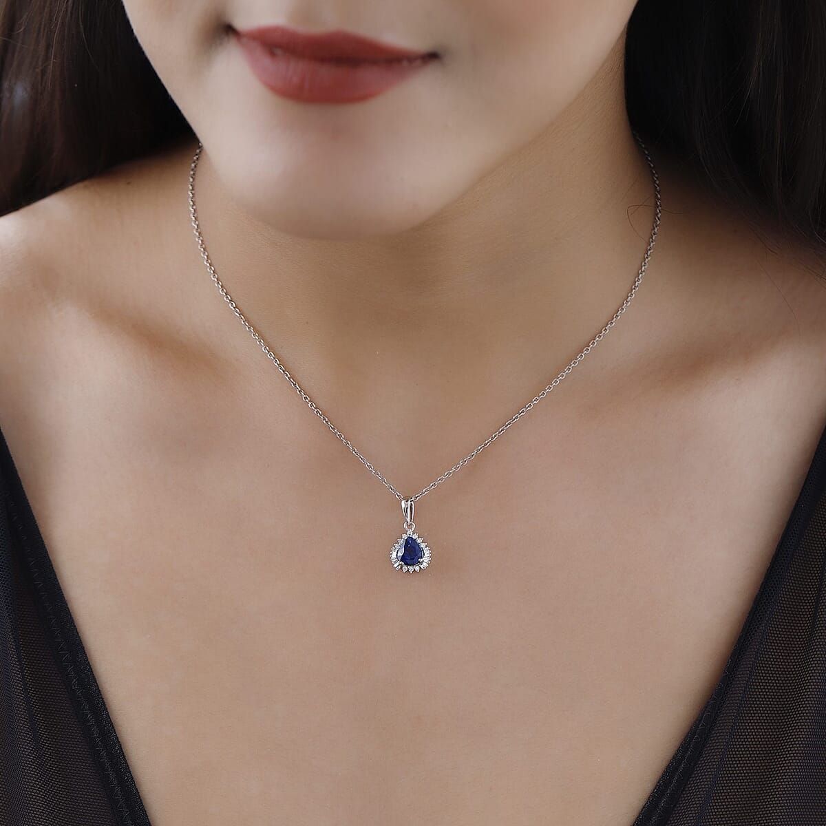 Rhapsody 950 Platinum AAAA Tanzanian Color Change Sapphire and E-F VS2 Diamond Pendant 1.50 ctw image number 2