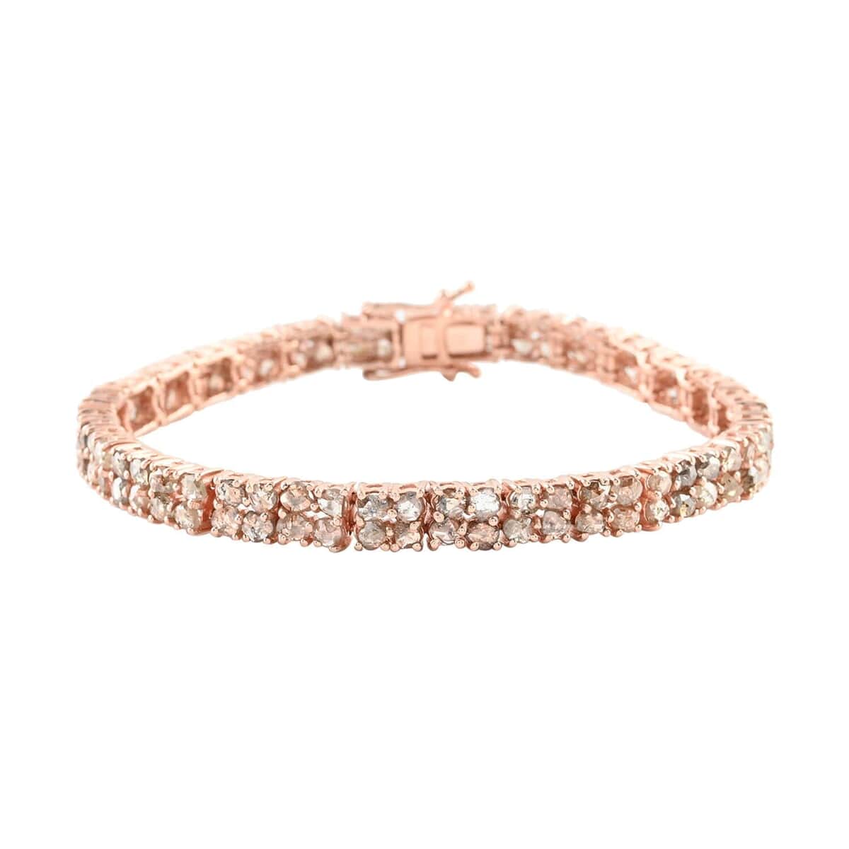 Buy Rose Cut Natural Champagne Diamond Two Row Bracelet in Vermeil Rose ...